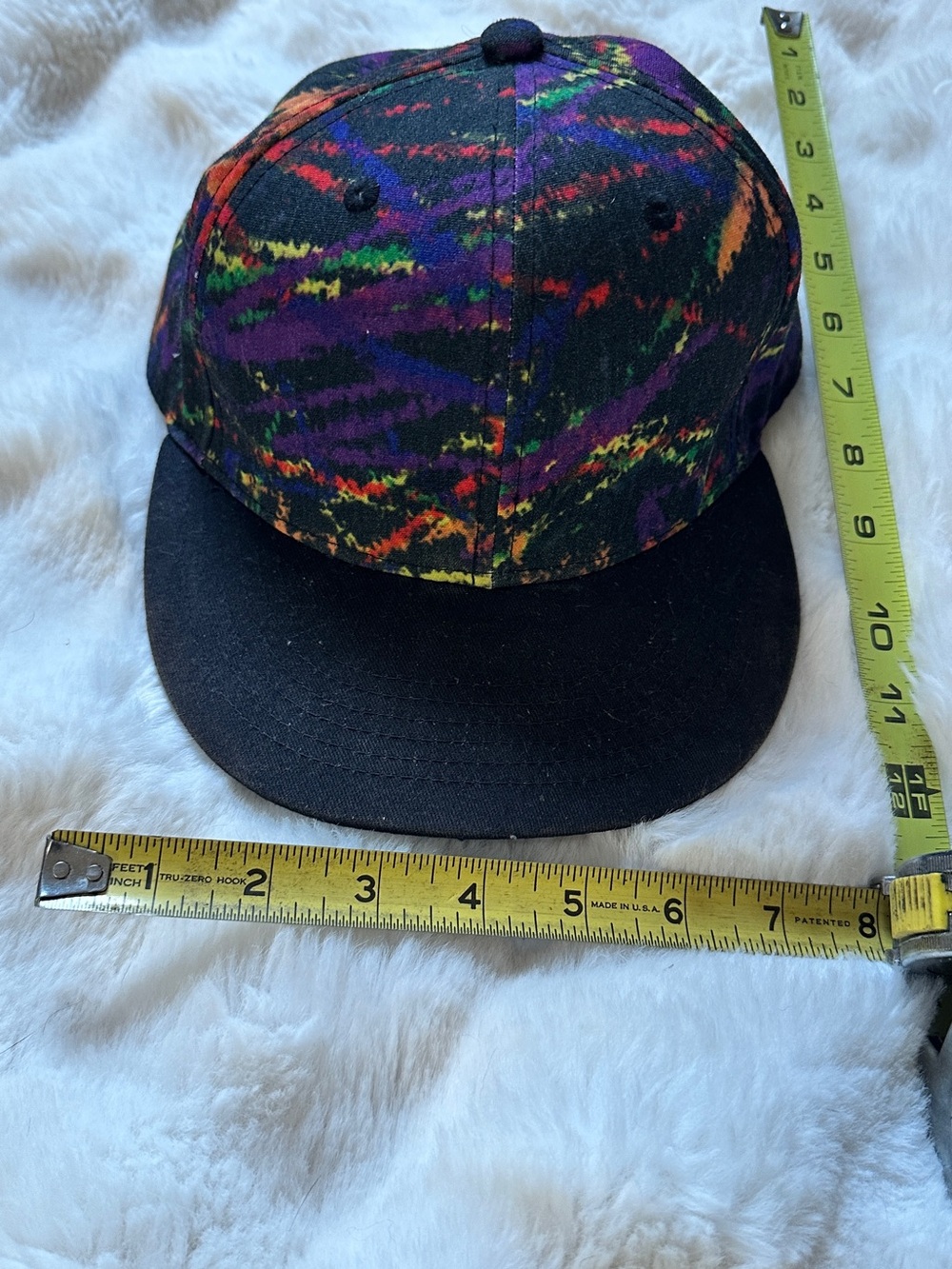 Multicolor Graphic Snapback Hat with Black Brim